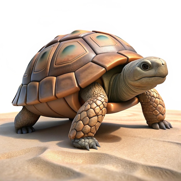 PSD 3d render of turtle on sandy ground