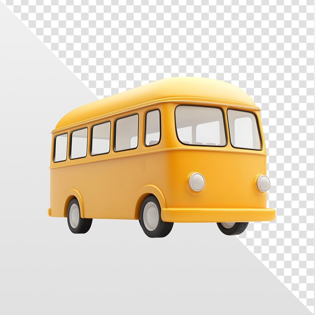 PSD 3d render of a yellow cartoon bus