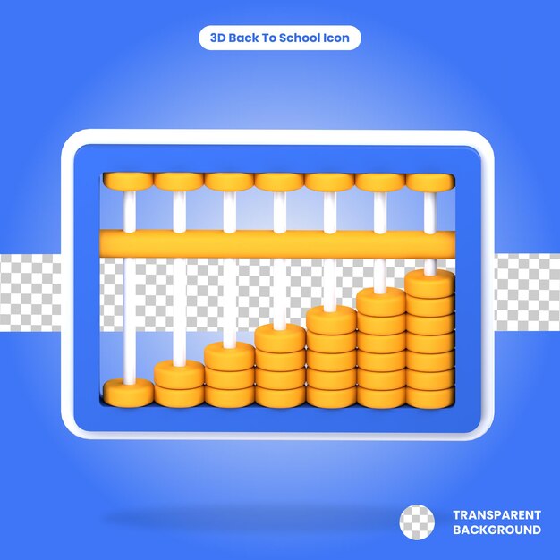 PSD 3d rendered abacus isolated on the transparent background