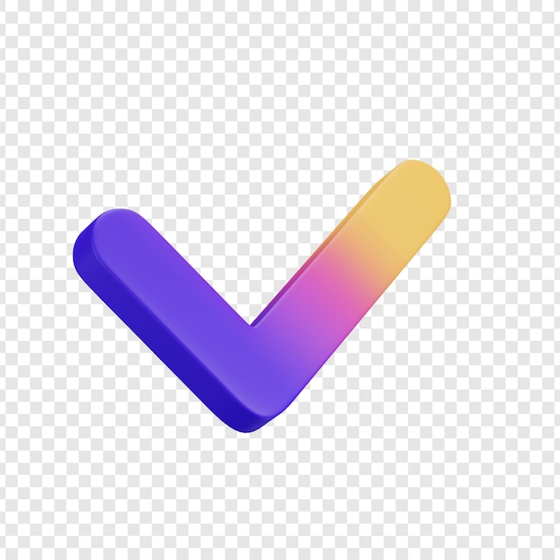 PSD 3d rendered check mark icon