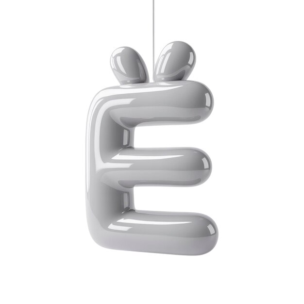 PSD 3d rendered letter e with bunny ears