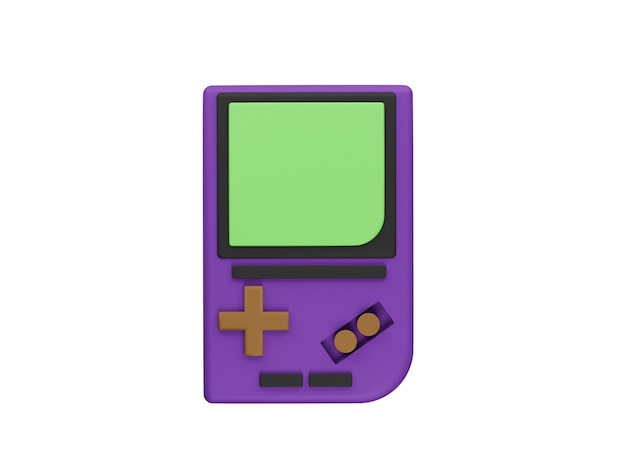 PSD 3d rendered purple retro handheld game console
