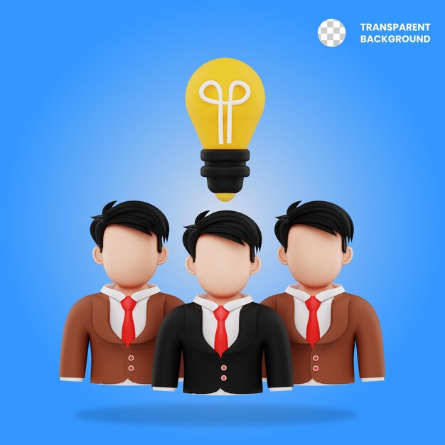 PSD 3d rendered of team collaboration and innovative ideas