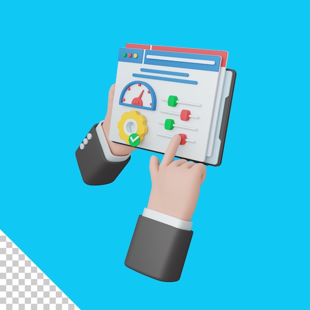 PSD 3d rendering admin control isolated useful for development and web design illustration