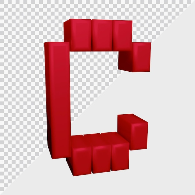 PSD 3d rendering of alphabet letter c