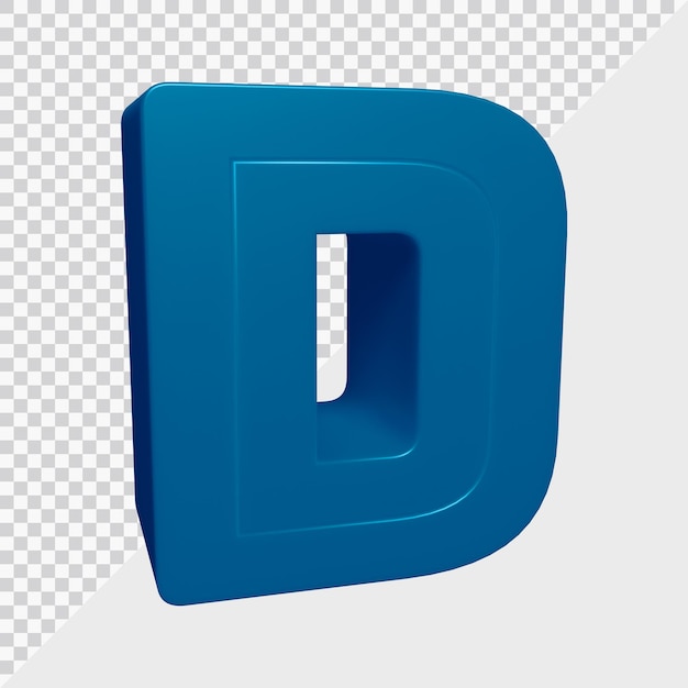 PSD 3d rendering of alphabet letter d