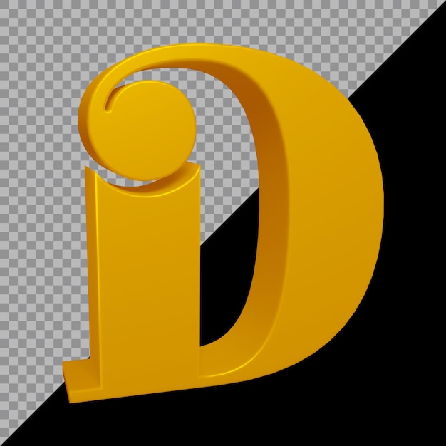 PSD 3d rendering of alphabet letter d