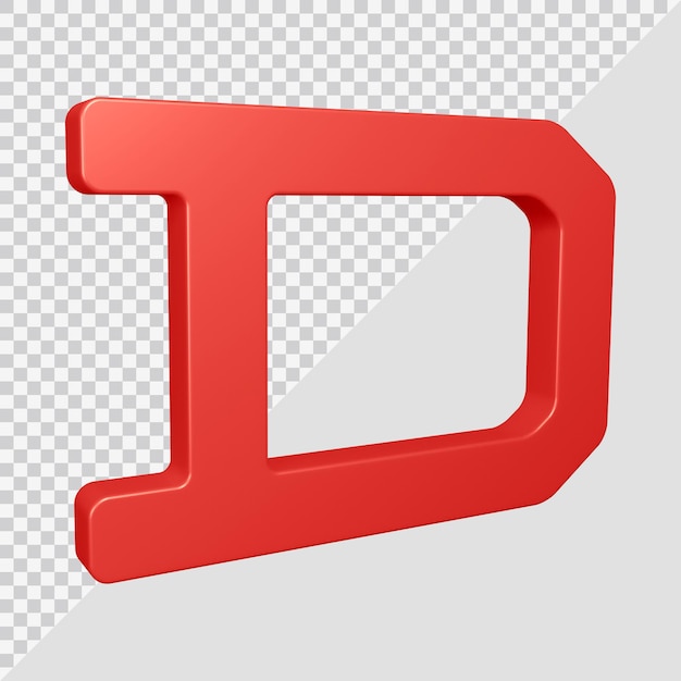 PSD 3d rendering of alphabet letter d