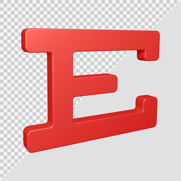 PSD 3d rendering of alphabet letter e