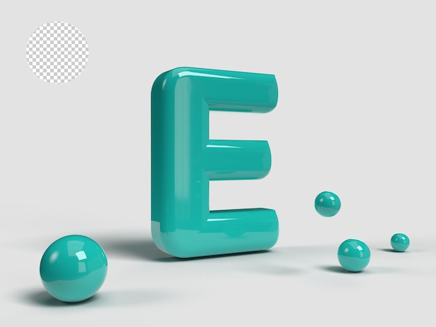 PSD 3d rendering alphabet letter icon with transparent background