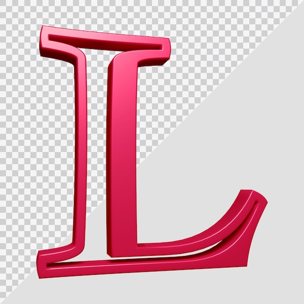 PSD 3d rendering of alphabet letter l