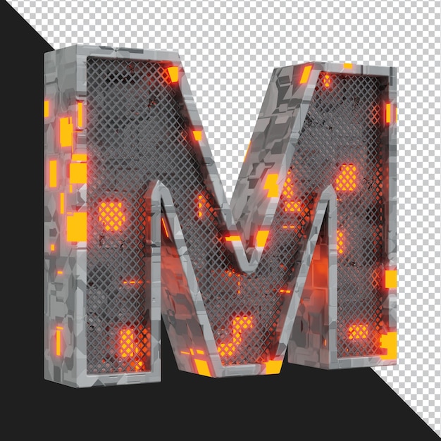 PSD 3d rendering of alphabet letter m isolated