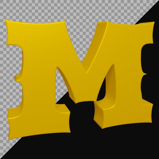 PSD 3d rendering of alphabet letter m