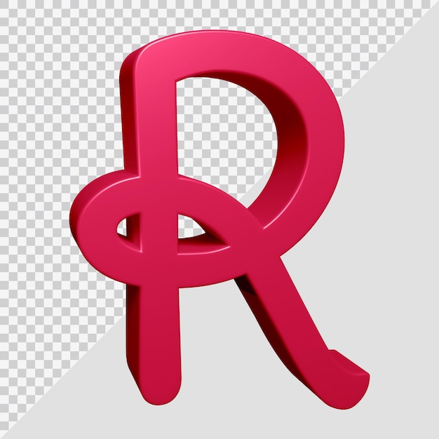 PSD 3d rendering of alphabet letter r