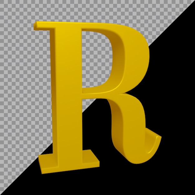 PSD 3d rendering of alphabet letter r