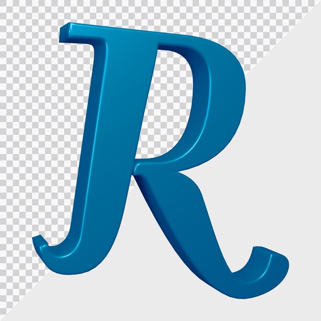 PSD 3d rendering of alphabet letter r