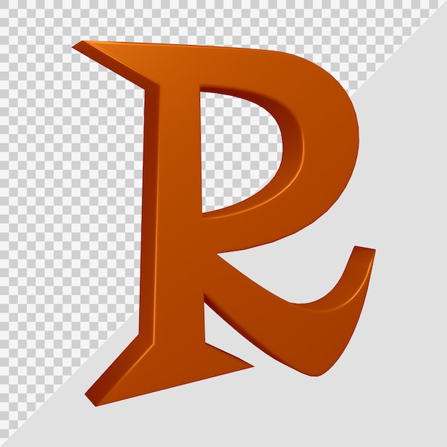 PSD 3d rendering of alphabet letter r