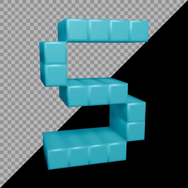 PSD 3d rendering of alphabet letter s