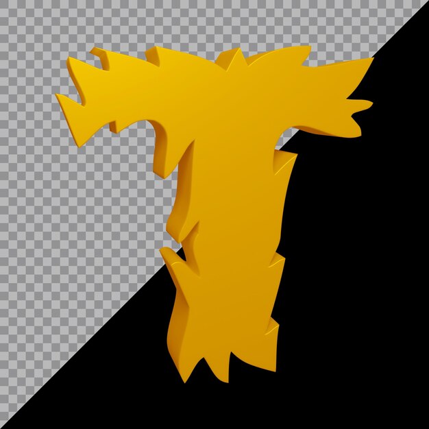 PSD 3d rendering of alphabet letter t