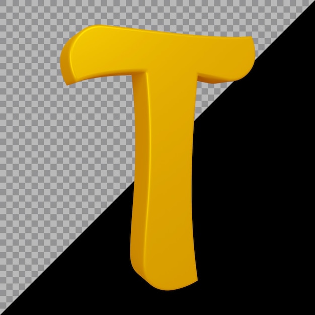 PSD 3d rendering of alphabet letter t