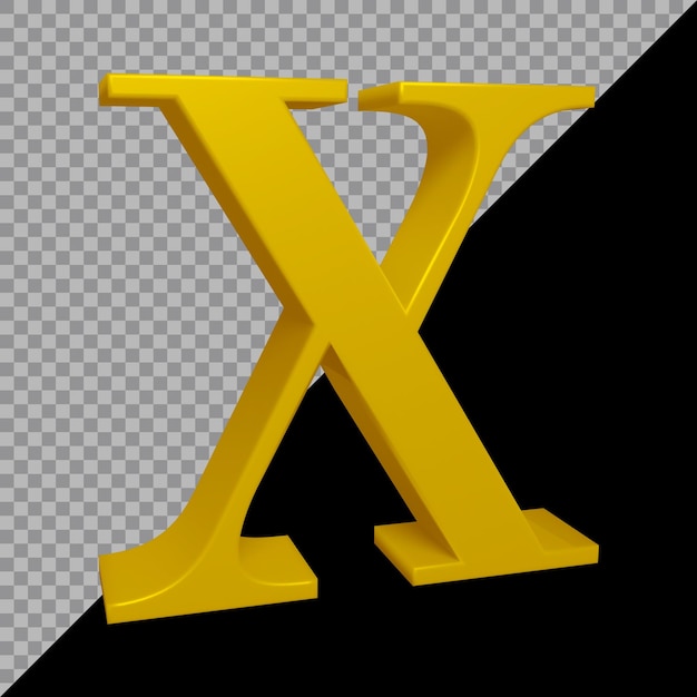 PSD 3d rendering of alphabet letter x