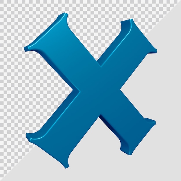 PSD 3d rendering of alphabet letter x