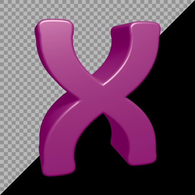 PSD 3d rendering of alphabet letter x