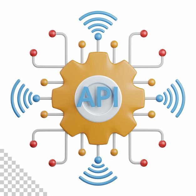 PSD 3d rendering api setting isolated useful for technology, programming, development, coding, software, app, computing, server and connection design element
