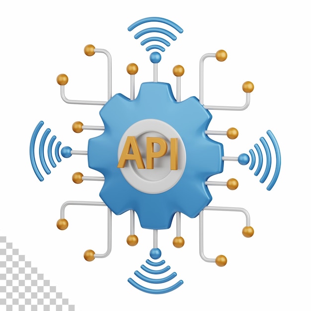 PSD 3d rendering api setting isolated useful for technology, programming, development, coding, software, app, computing, server and connection design element