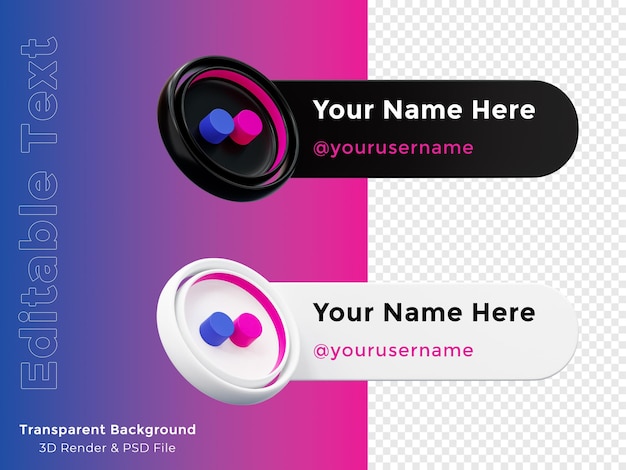 PSD 3d rendering banner icon profile on flickr app logo composition isolated