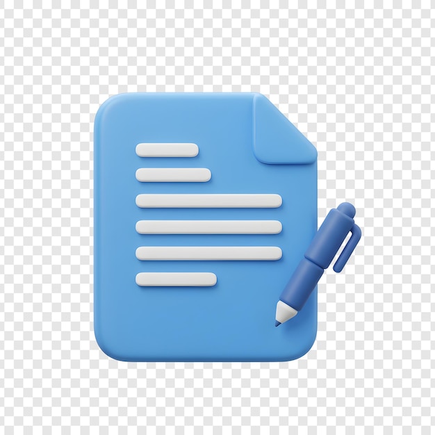 PSD 3d rendering of a blue document with a pen