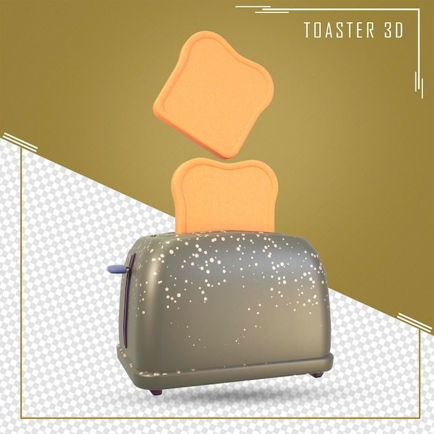 PSD 3d rendering of cartoon toaster