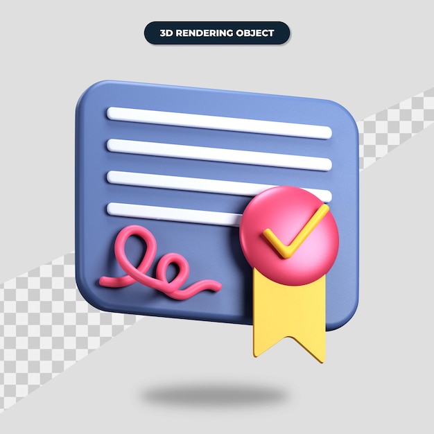 PSD 3d rendering certificate icon