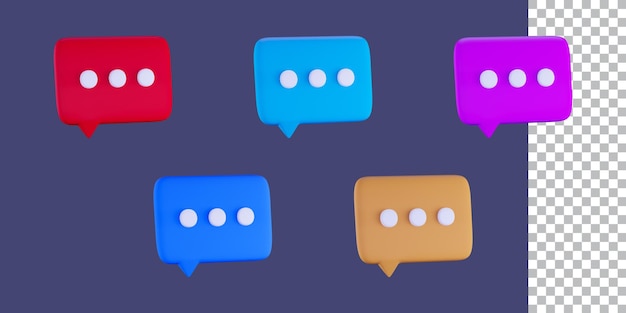PSD 3d rendering chat message collection