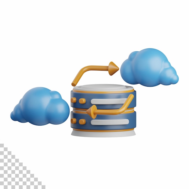 PSD 3d rendering cloud database isolated useful for cloud, network, computing, technology, database, server and connection design element