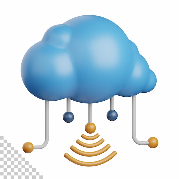 PSD 3d rendering cloud network isolated useful for cloud, network, computing, technology, database, server and connection design element