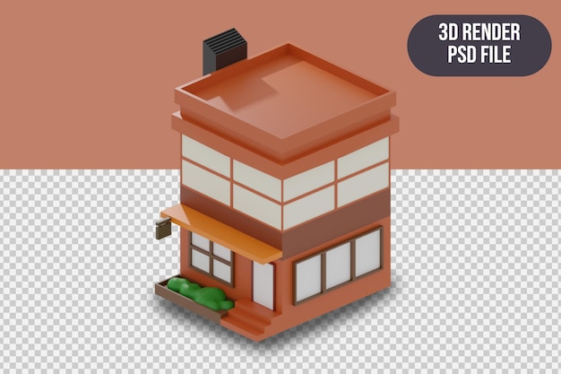 PSD 3d rendering coffee shop building