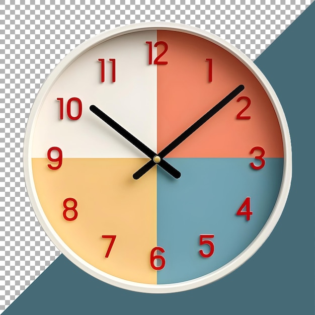 PSD 3d rendering of a colorful clock on transparent background ai generated
