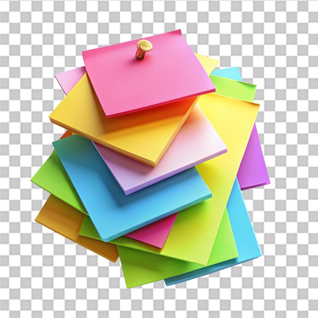 PSD 3d rendering of colorful sticky notes isolated on transparent background