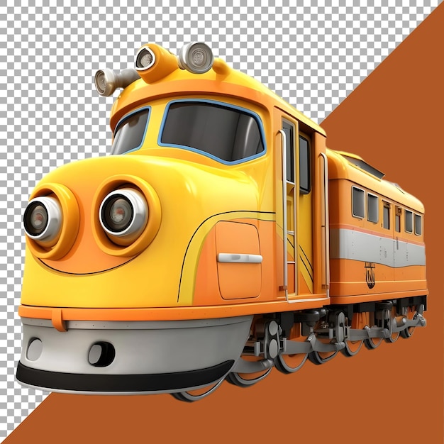 PSD 3d rendering of a colorful train on transparent background ai generated