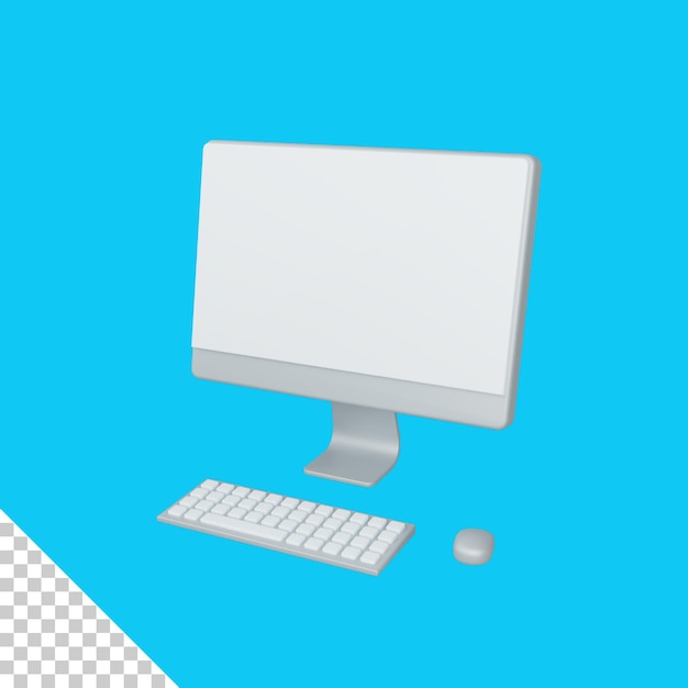 PSD 3d rendering computer concept with monitor and colorful keyboard symbol useful for server it