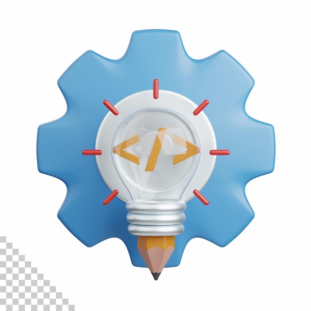 PSD 3d rendering creative coding isolated useful for technology, programming, development, coding, software, app, computing, server and connection design element