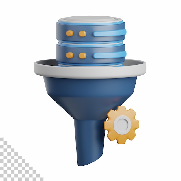 PSD 3d rendering data filtering isolated useful for cloud, network, computing, technology, database, server and connection design element