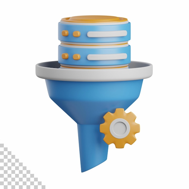 PSD 3d rendering data filtering isolated useful for cloud network computing technology database server and connection design element