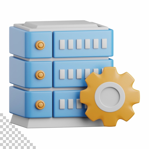 PSD 3d rendering data integration isolated useful for cloud network computing technology database server and connection design element