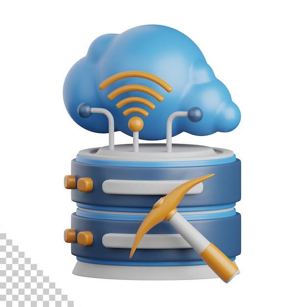 PSD 3d rendering data mining isolated useful for cloud, network, computing, technology, database, server and connection design element