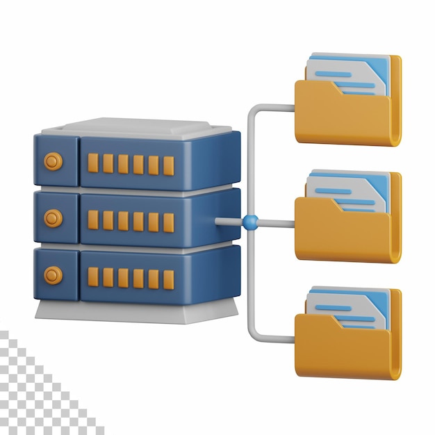 PSD 3d rendering database folder isolated useful for cloud, network, computing, technology, database, server and connection design element