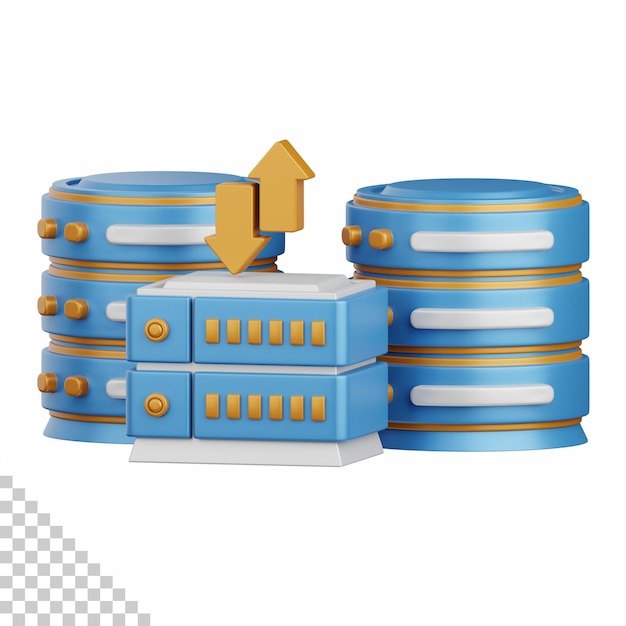 PSD 3d rendering database isolated useful for programming app server and connection design element