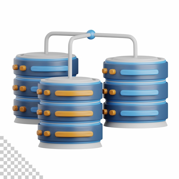 PSD 3d rendering database storage isolated useful for cloud, network, computing, technology, database, server and connection design element