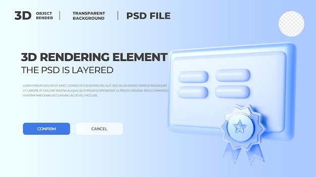PSD 3d rendering element banner